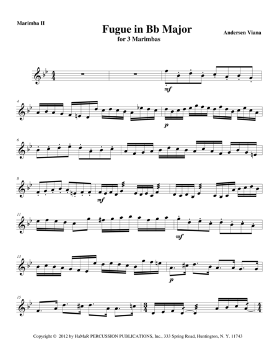 Fugue in Bb Major Marimba scores gallery preview page 1