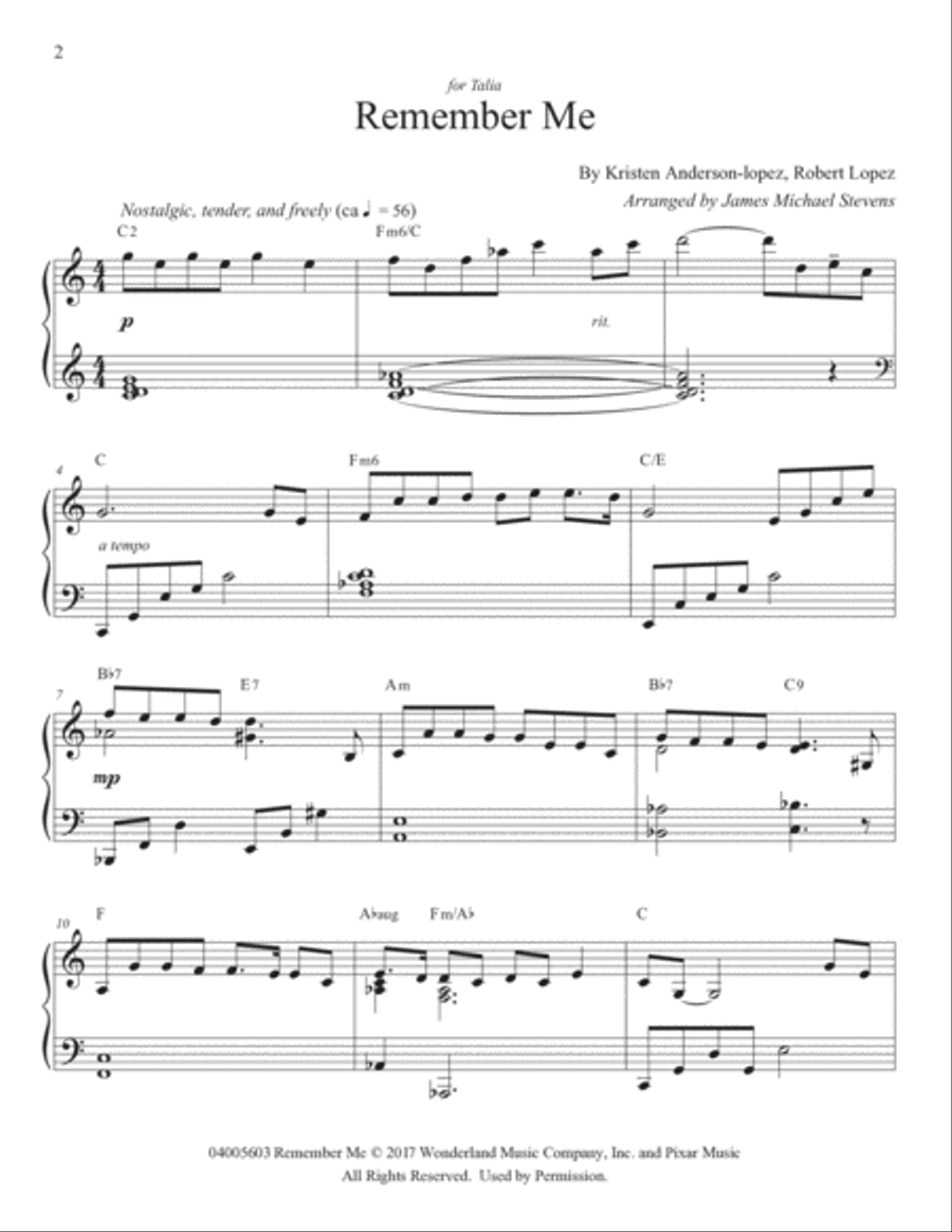 Remember Me (lullaby) Piano Solo scores gallery preview page 2