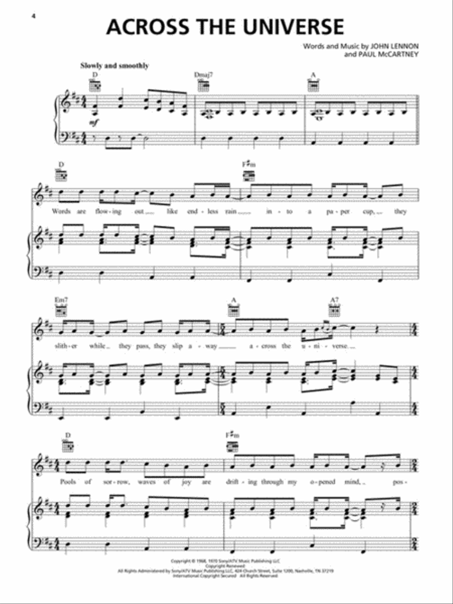 The Beatles Sheet Music Collection Piano, Vocal, Guitar scores gallery preview page 4