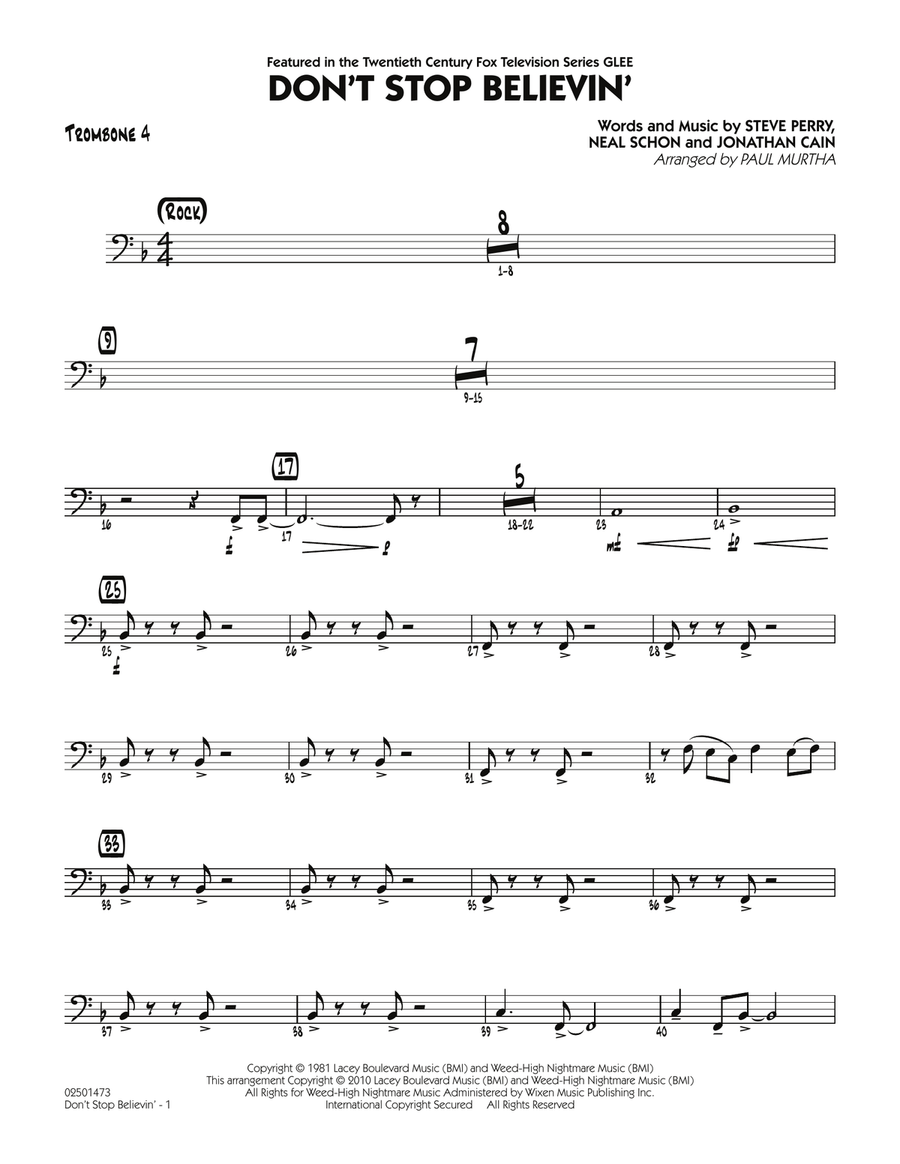 Don't Stop Believin' - Trombone 4