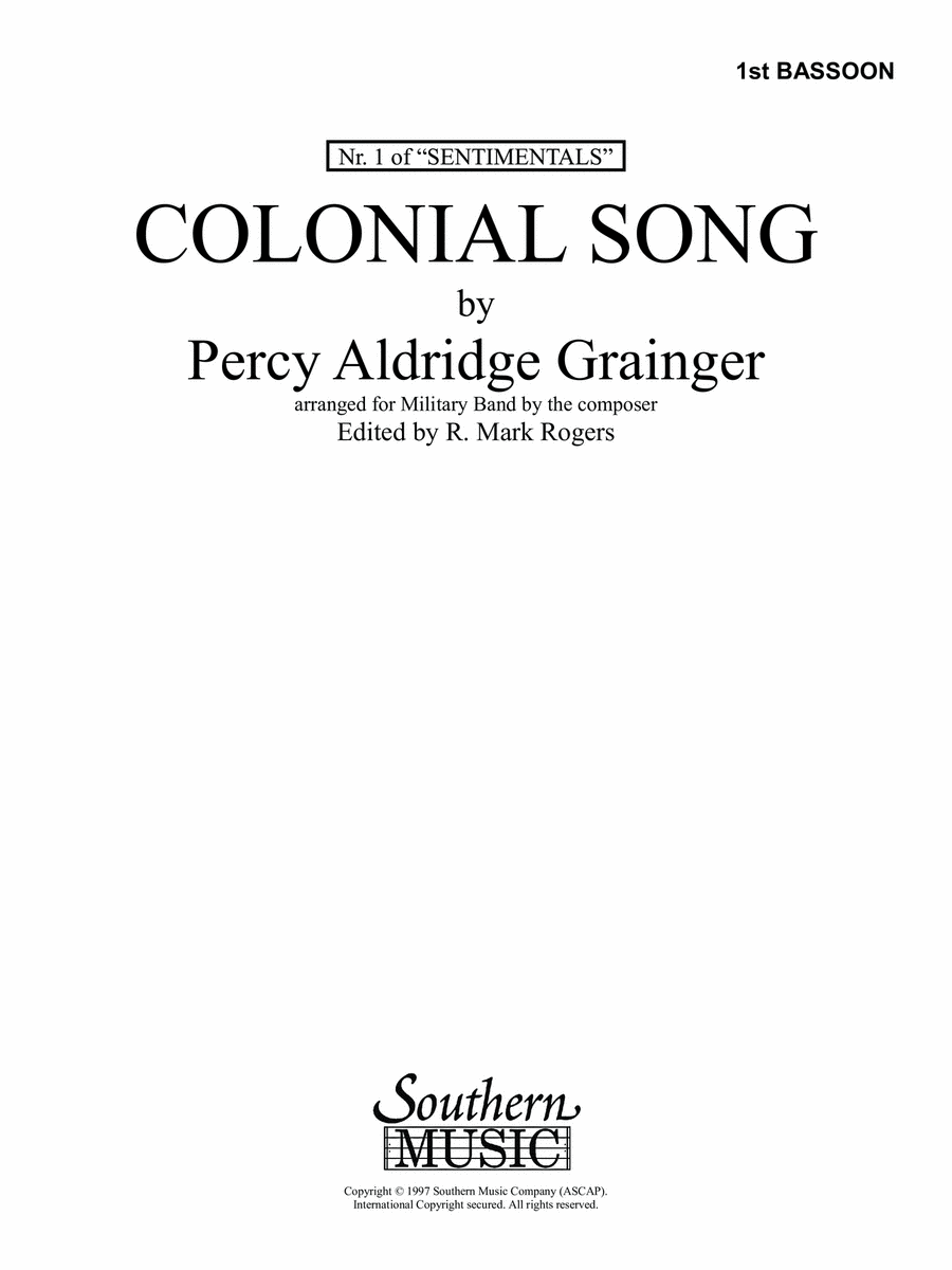 Colonial Song - Bassoon 1 Concert Band scores gallery preview page 1