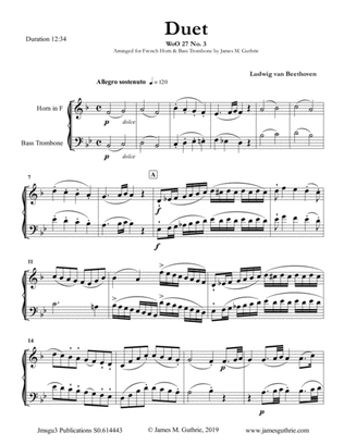 Beethoven: Duet WoO 27 No. 3 for French Horn & Bass Trombone