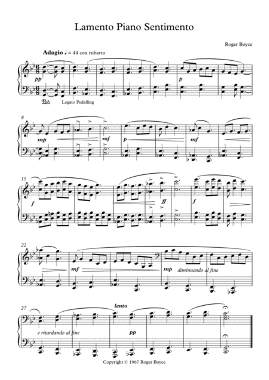 Lamento Piano Sentimento Lamento Piano Sentimento Piano Solo scores gallery preview page 1
