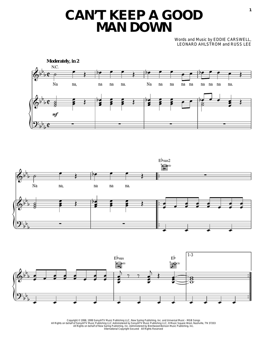 Can't Keep A Good Man Down Acoustic Guitar scores gallery preview page 1