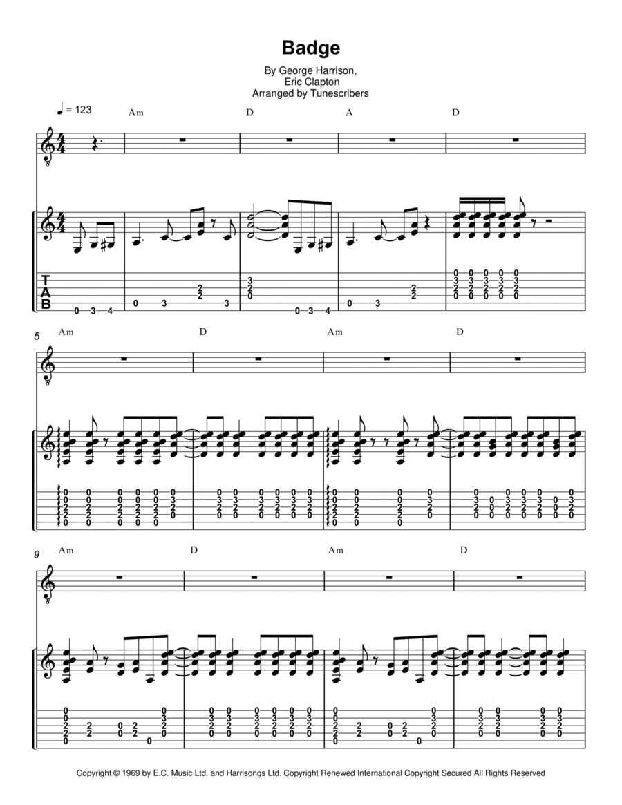 Badge Guitar Tablature scores gallery preview page 1