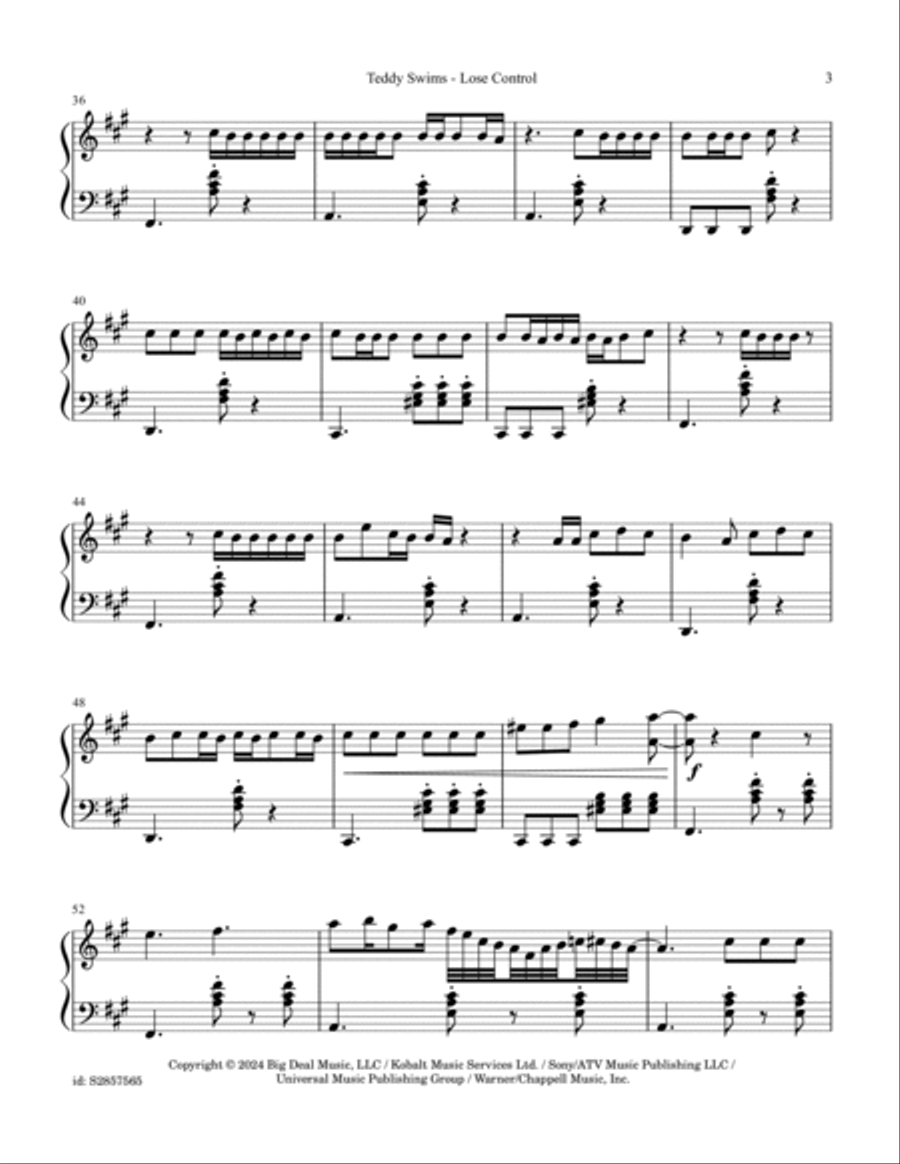 Lose Control Piano Solo scores gallery preview page 3