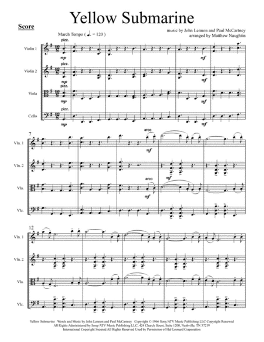 Yellow Submarine String Quartet scores gallery preview page 2