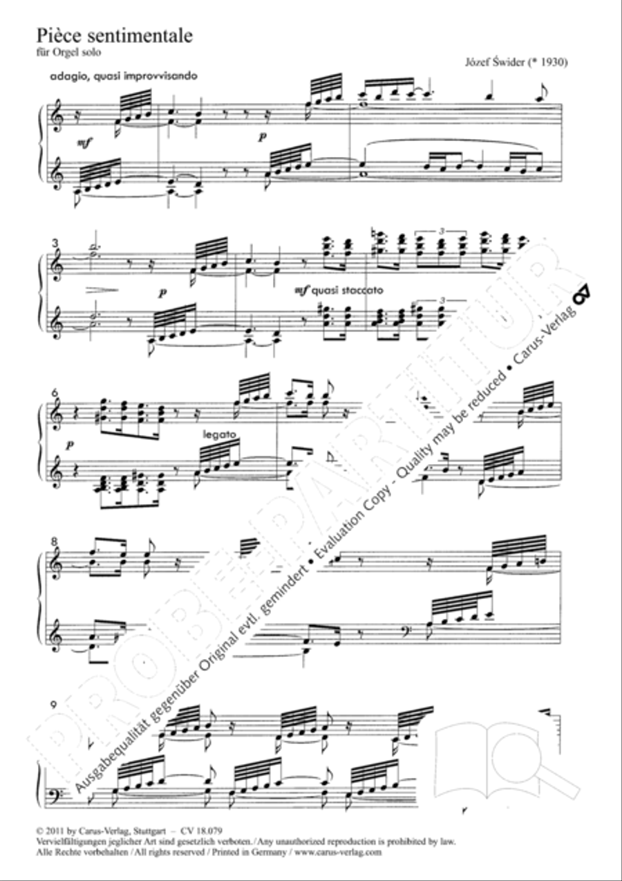 Piece sentimentale Organ Solo scores gallery preview page 2