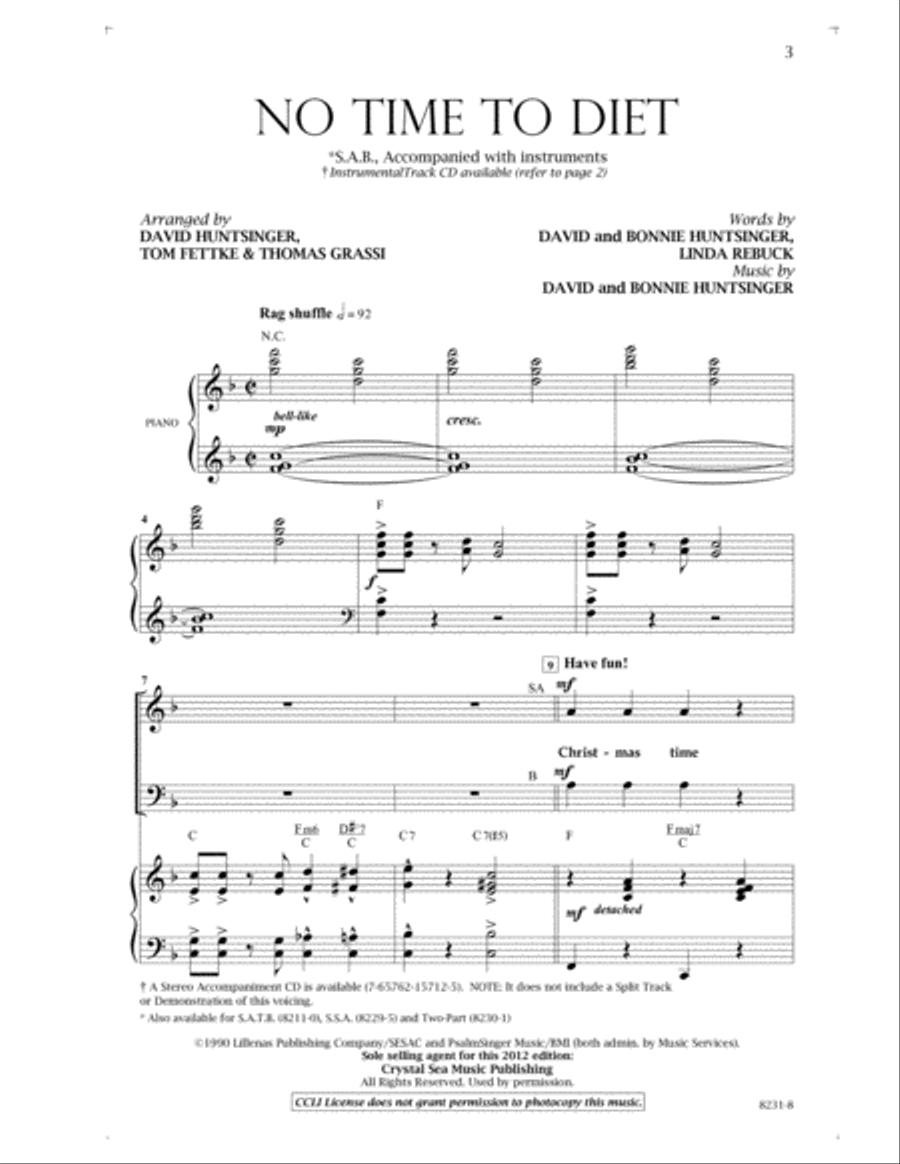 No Time to Diet No Time to Diet 3-Part scores gallery preview page 2