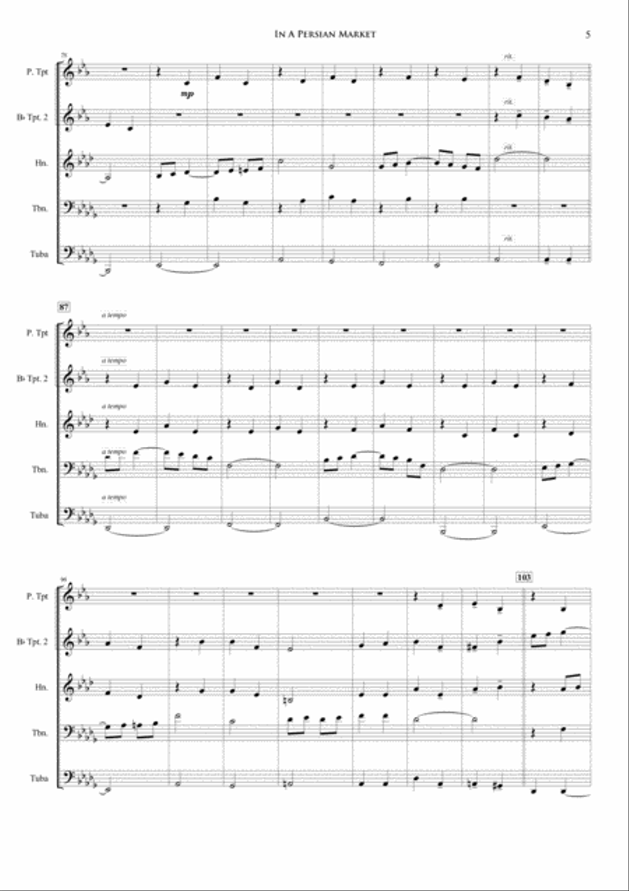 In A Persian Market (Brass Quintet) Brass Quintet scores gallery preview page 5
