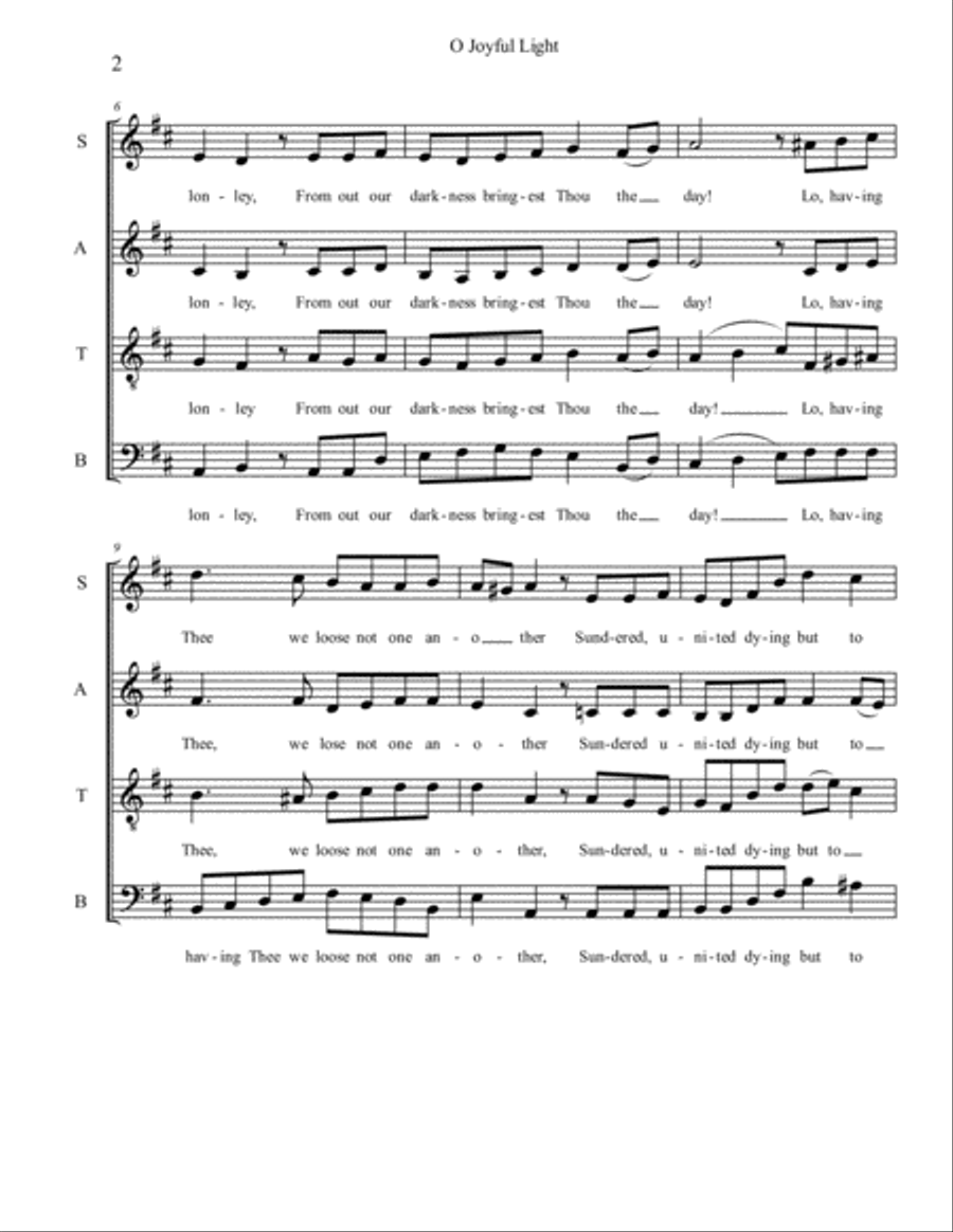 O Joyful Light A Cappella scores gallery preview page 2
