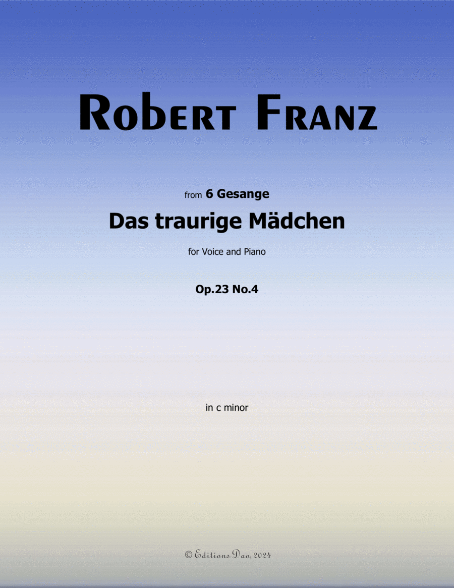 Das traurige Madchen, by Robert Franz, in c minor Voice scores gallery preview page 1