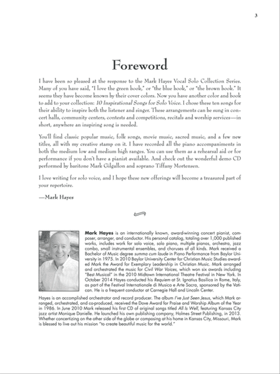 The Mark Hayes Vocal Solo Collection -- 10 Inspirational Songs for Solo Voice Medium-High Voice scores gallery preview page 5