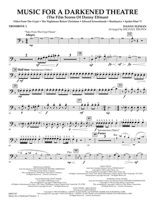 Music for a Darkened Theatre (The Film Scores of Danny Elfman) (arr. Brown) - Trombone 2