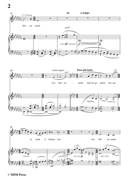 Mahler-Um Mitternacht in a flat minor,for Voice and Piano image number null