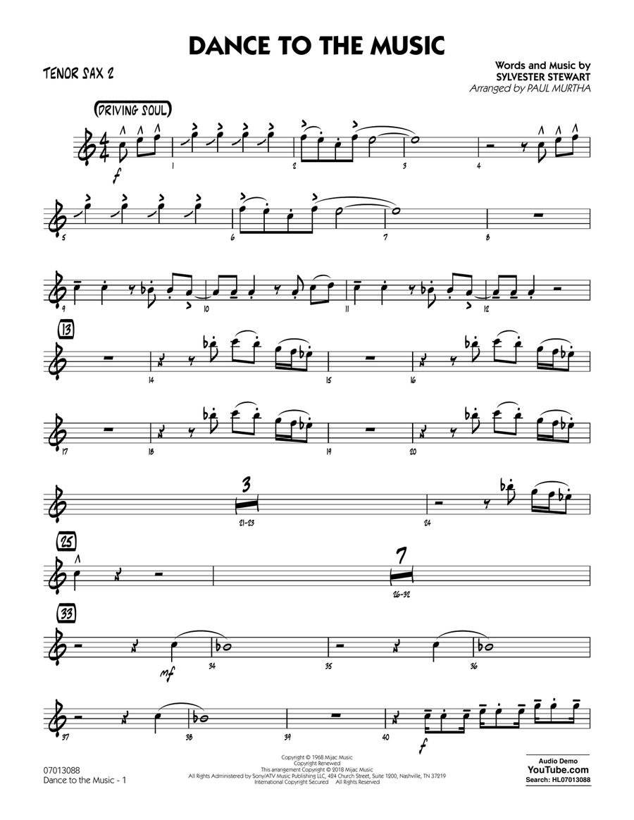 Dance to the Music - Baritone Sax Jazz Ensemble scores gallery preview page 1