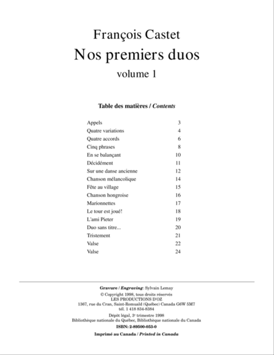 Nos premiers duos, vol. 1 Classical Guitar scores gallery preview page 1