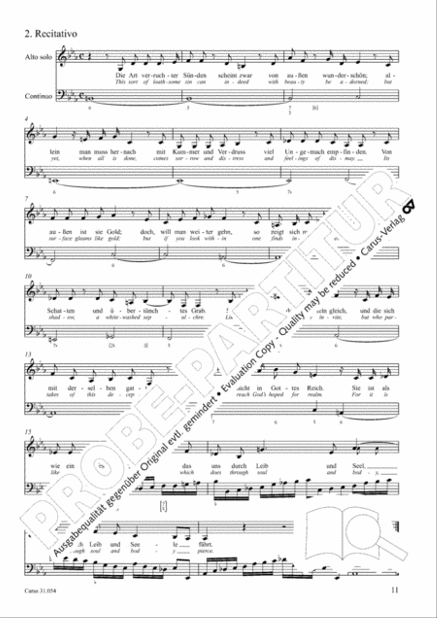 Stand firm against the lure of sinning (Widerstehe doch der Sunde) Alto Voice scores gallery preview page 12