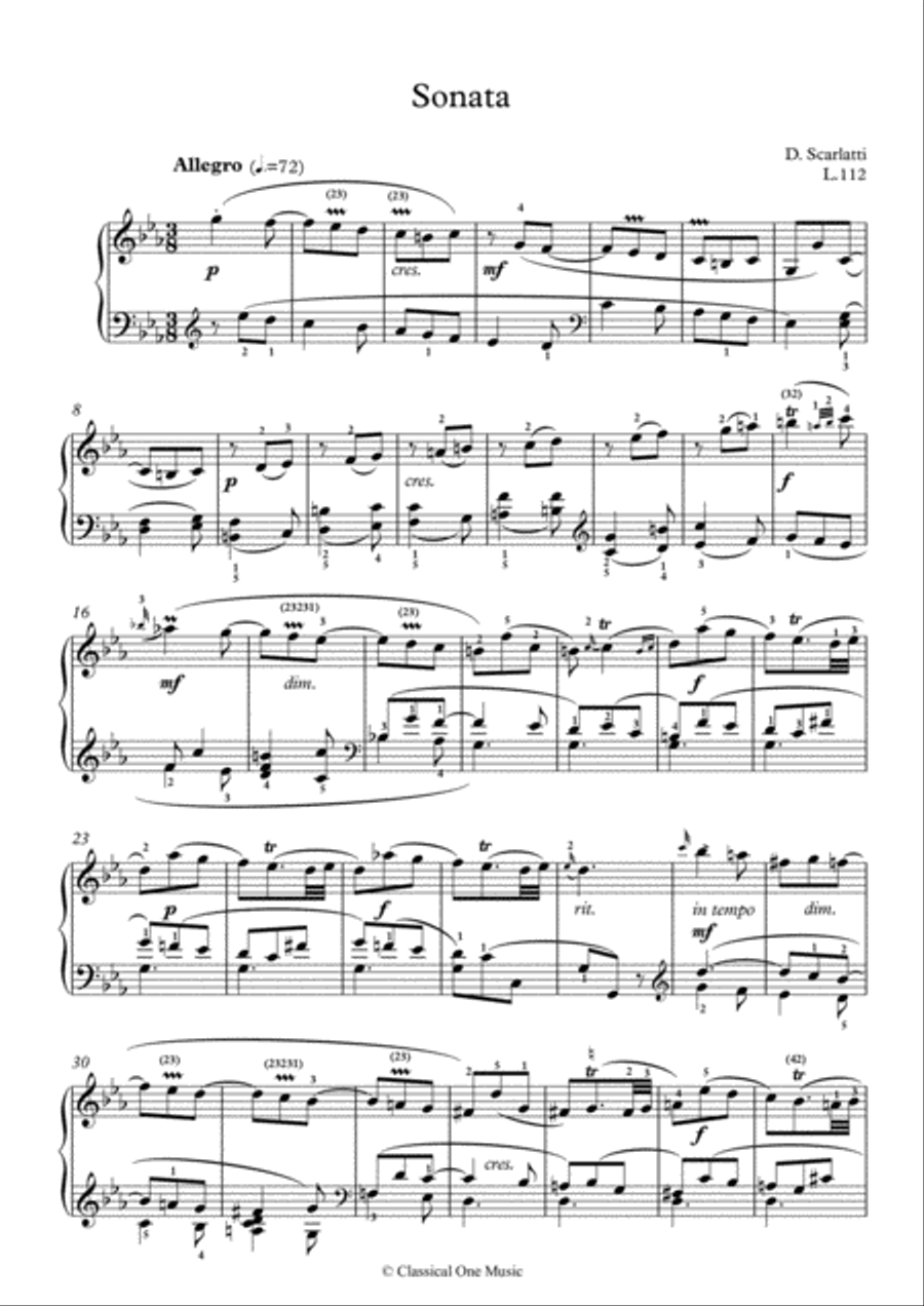 Scarlatti-Sonata in c-minor L.112 K.226(piano) Piano Solo scores gallery preview page 2