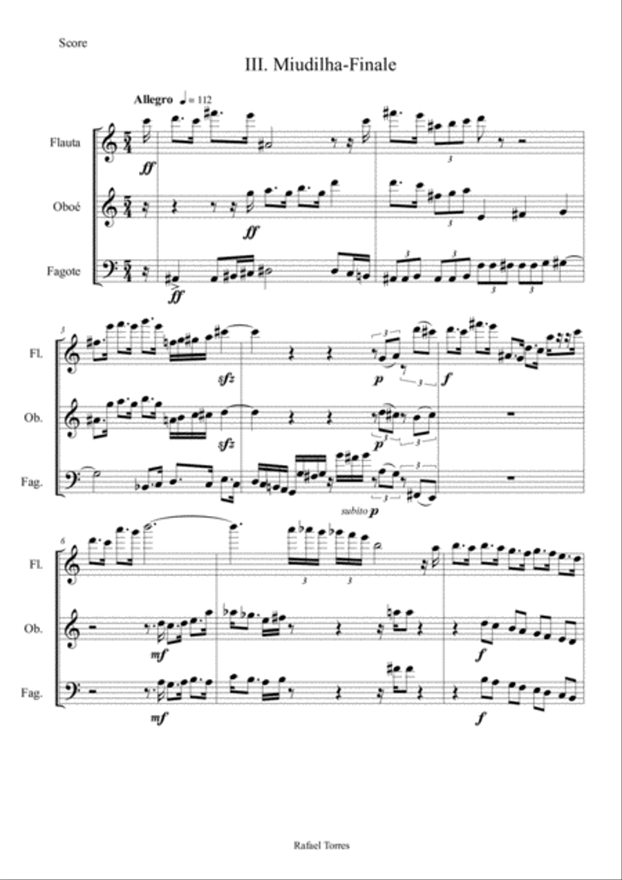 Three Miudilhas for Woodwind Trio - 3. Miudilha-Finale Woodwind Trio scores gallery preview page 1