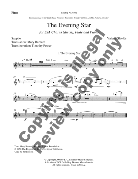 The Evening Star (Flute Part)