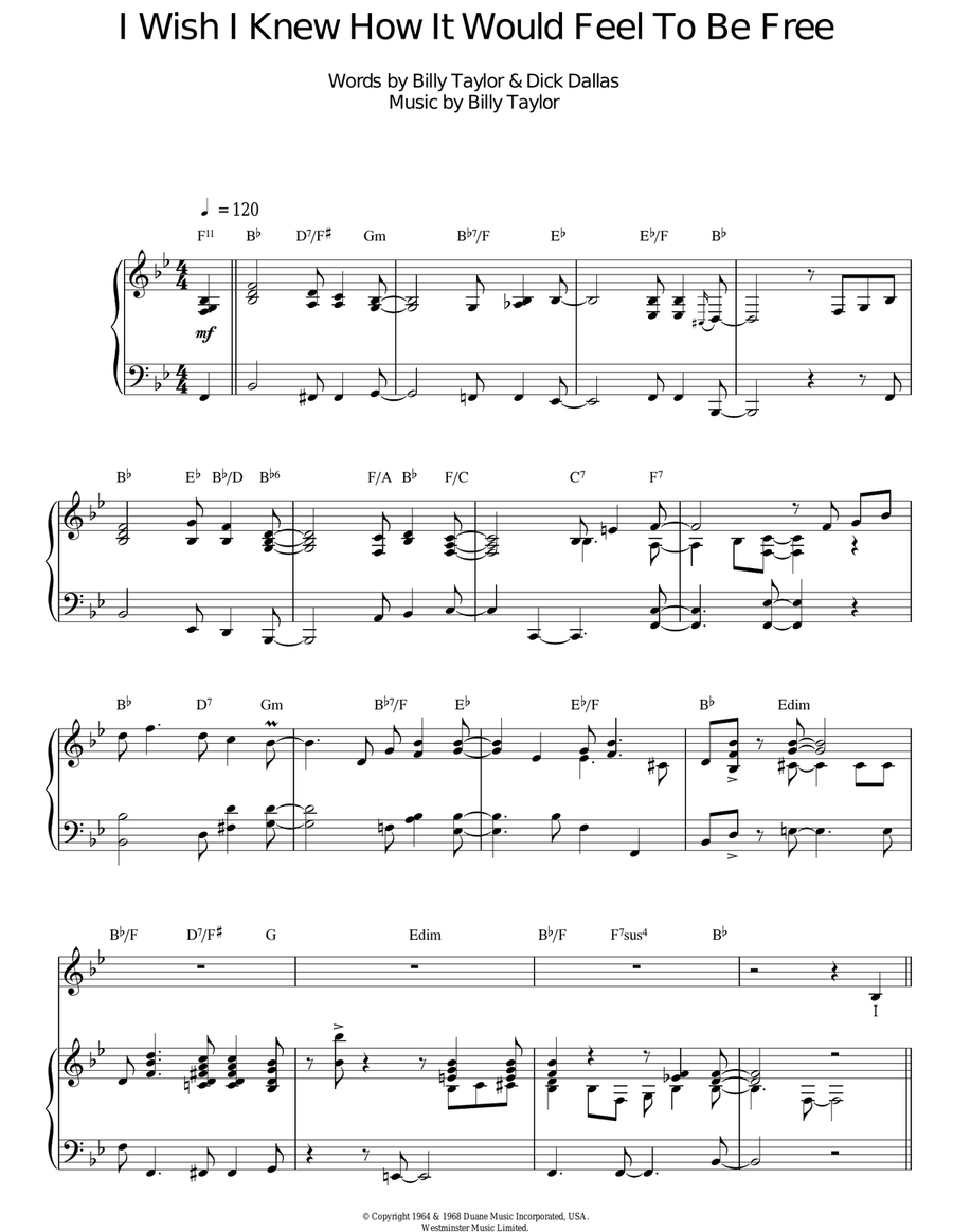 I Wish I Knew How It Would Feel To Be Free Guitar scores gallery preview page 1