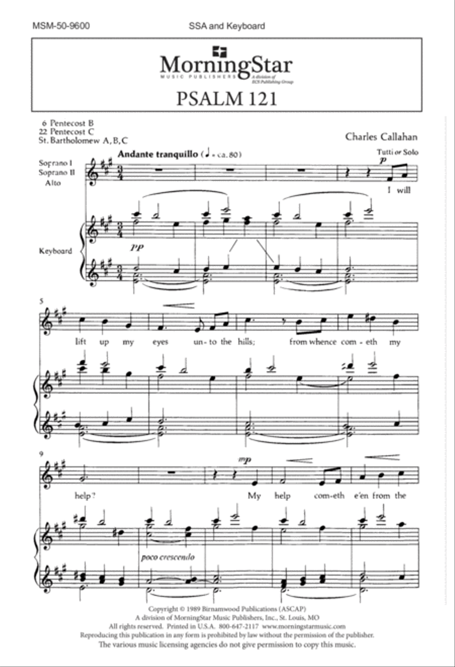 Psalm 121 SSA scores gallery preview page 2