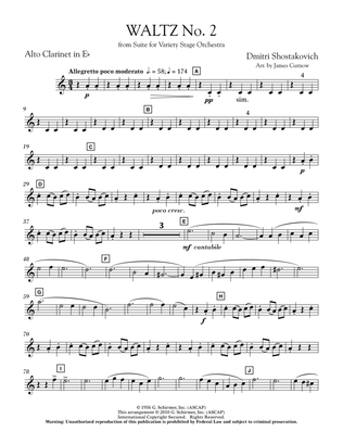 Book cover for Waltz No. 2 (from Suite For Variety Stage Orchestra) - Eb Alto Clarinet