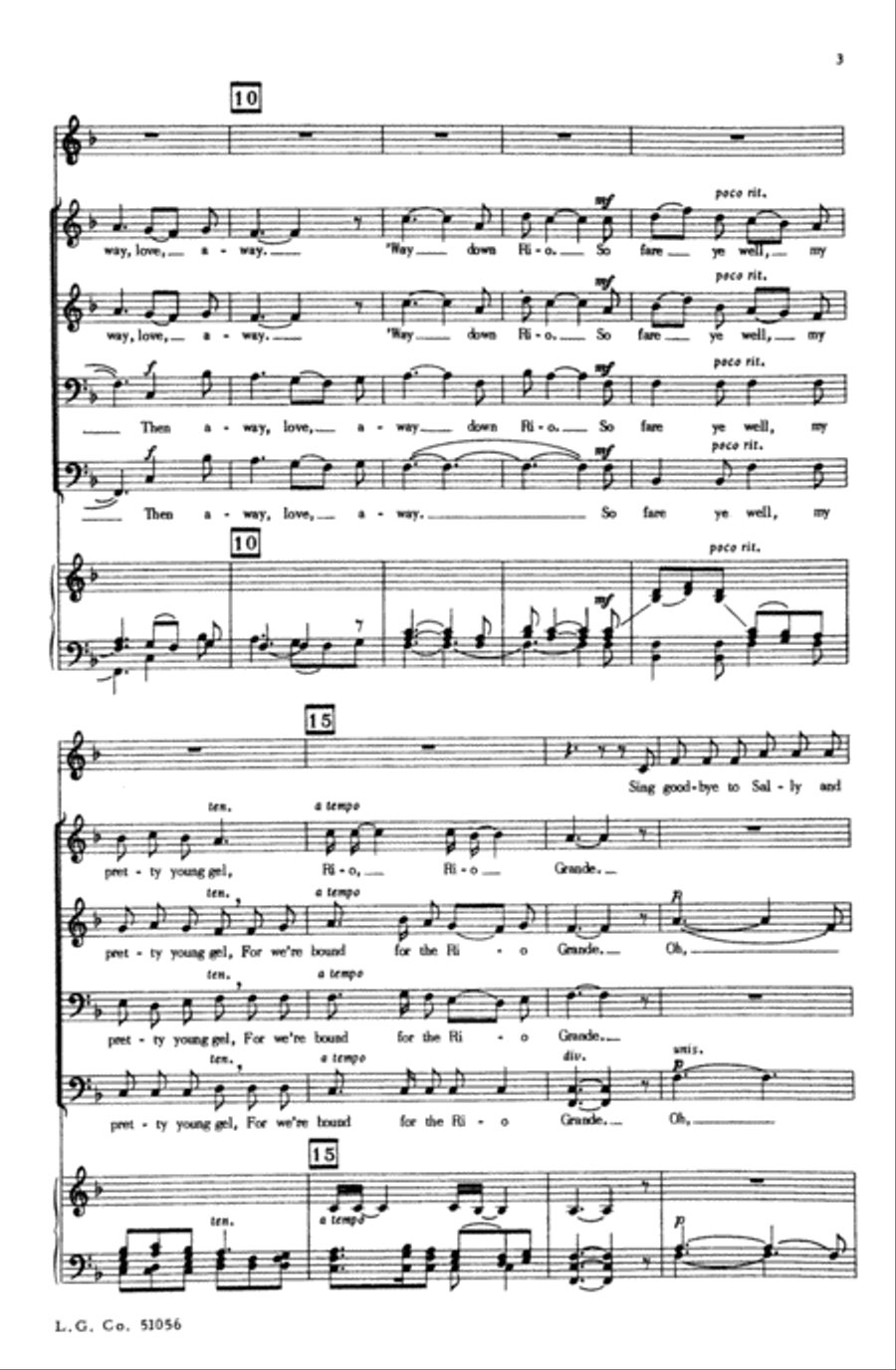 Bound for the Rio Grande Men's Choir scores gallery preview page 10
