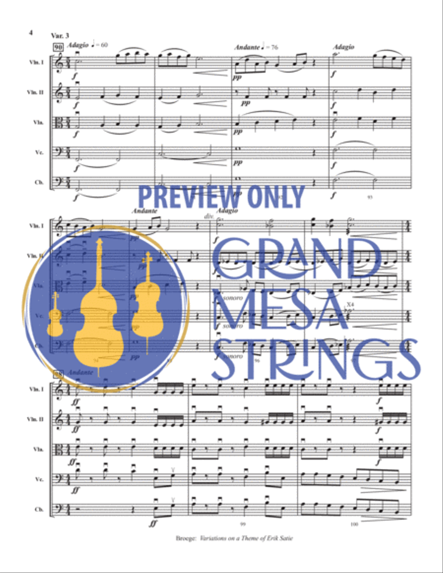 Variations on a Theme of Eric Satie String Orchestra scores gallery preview page 5