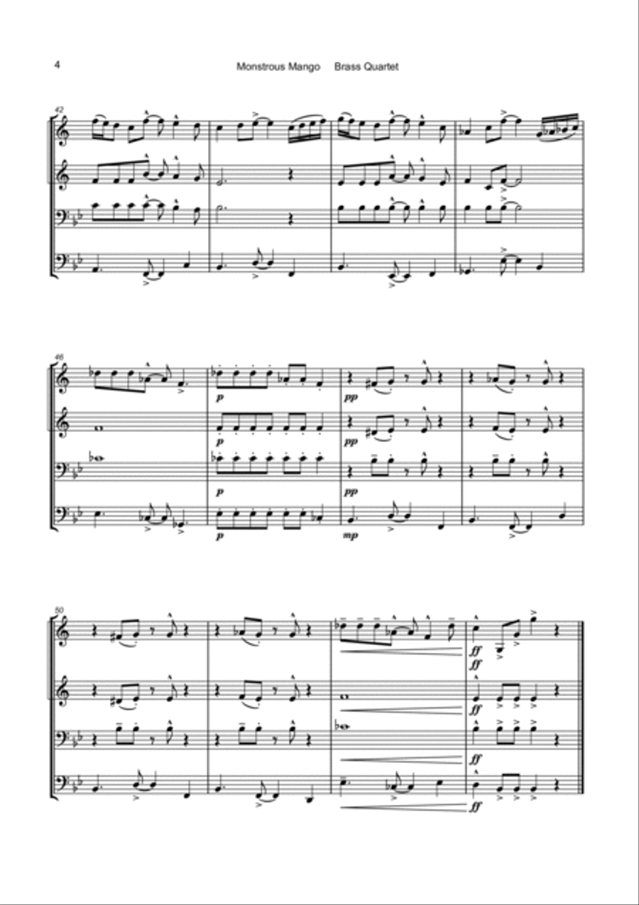 Monstrous Mango for Brass Quartet Brass Quartet scores gallery preview page 5
