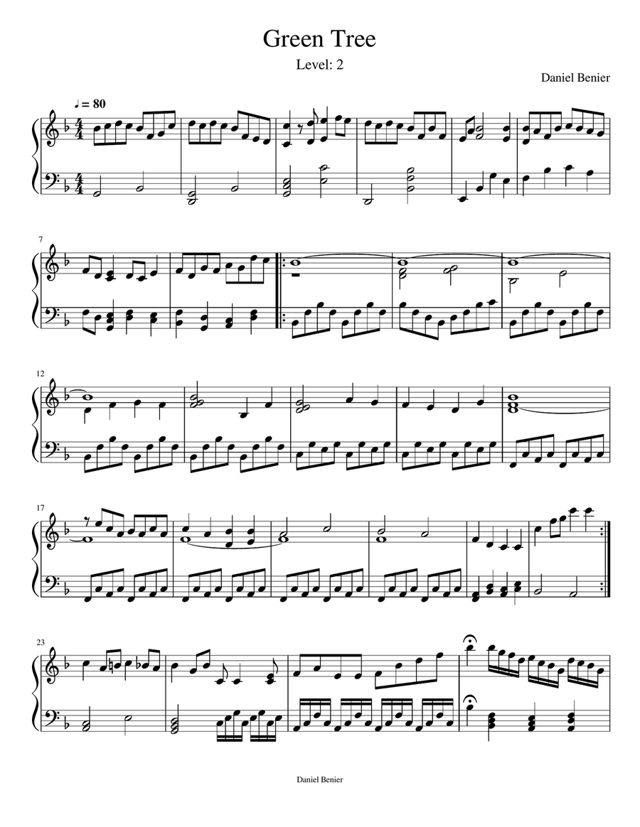 Green Tree (Music for piano and keyboard) Voice scores gallery preview page 1