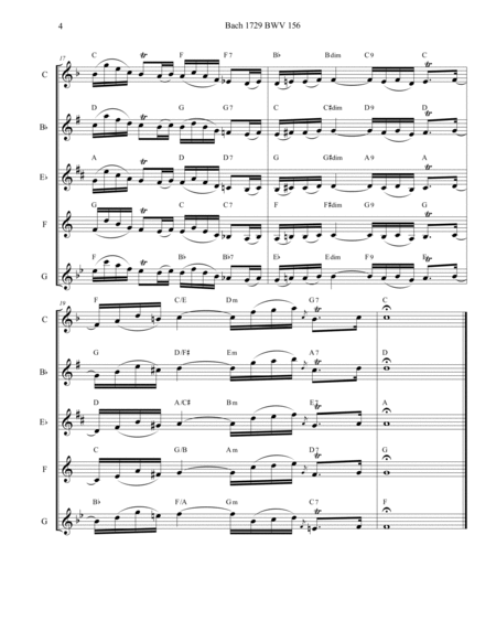 Bach 1729 BWV 156 Adagio Leadsheet Fakechart with Chords All Instruments