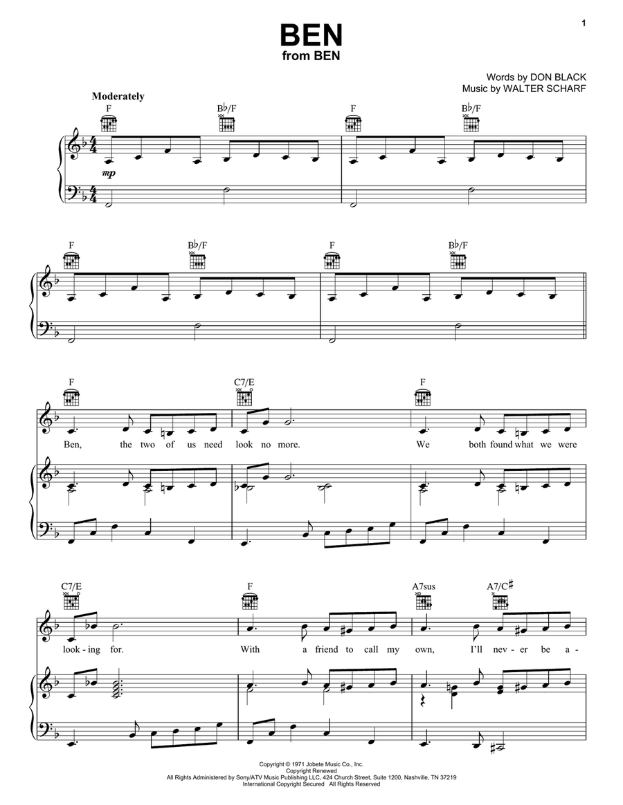 Ben Ben Piano, Vocal, Guitar scores gallery preview page 1
