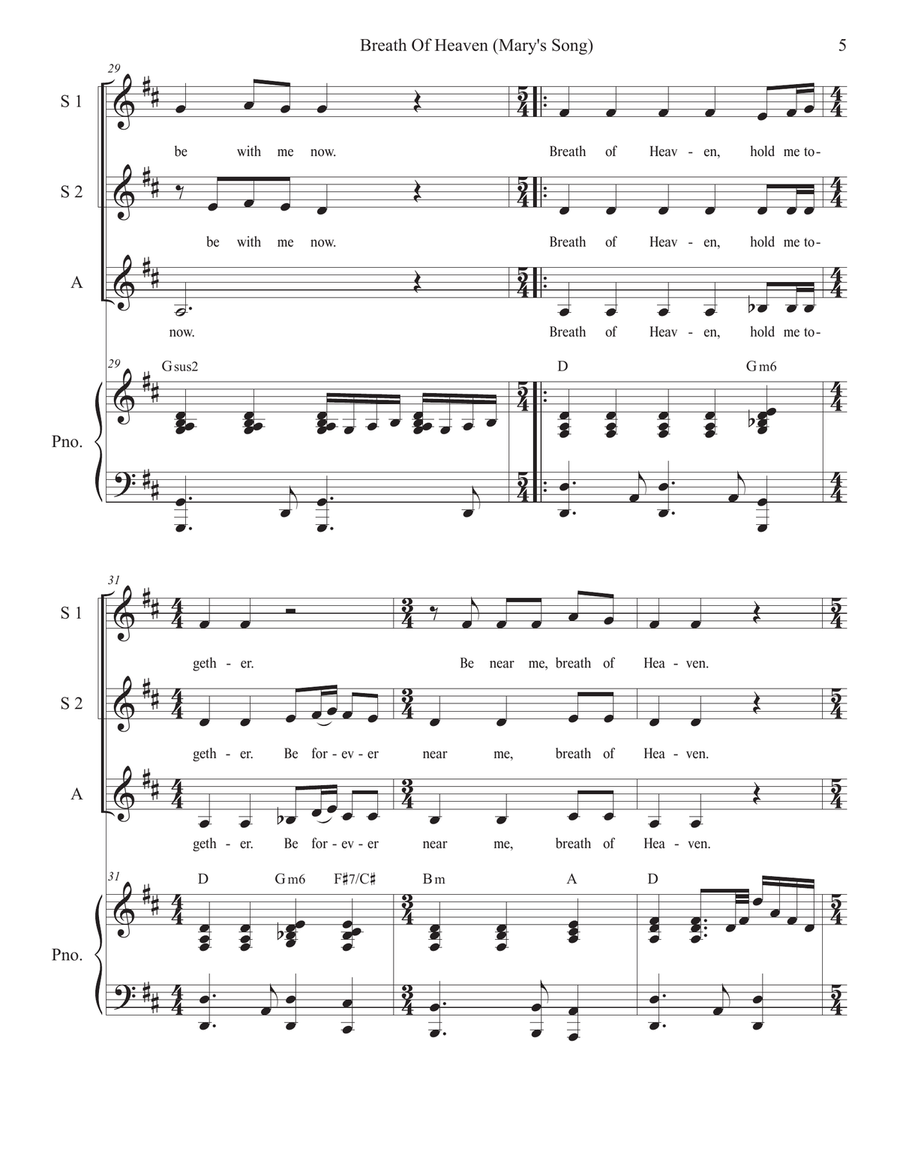 Breath Of Heaven (Mary's Song) Piano, Vocal scores gallery preview page 5