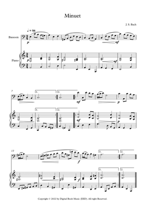 Book cover for Minuet (In D Minor) - Johann Sebastian Bach (Bassoon + Piano)