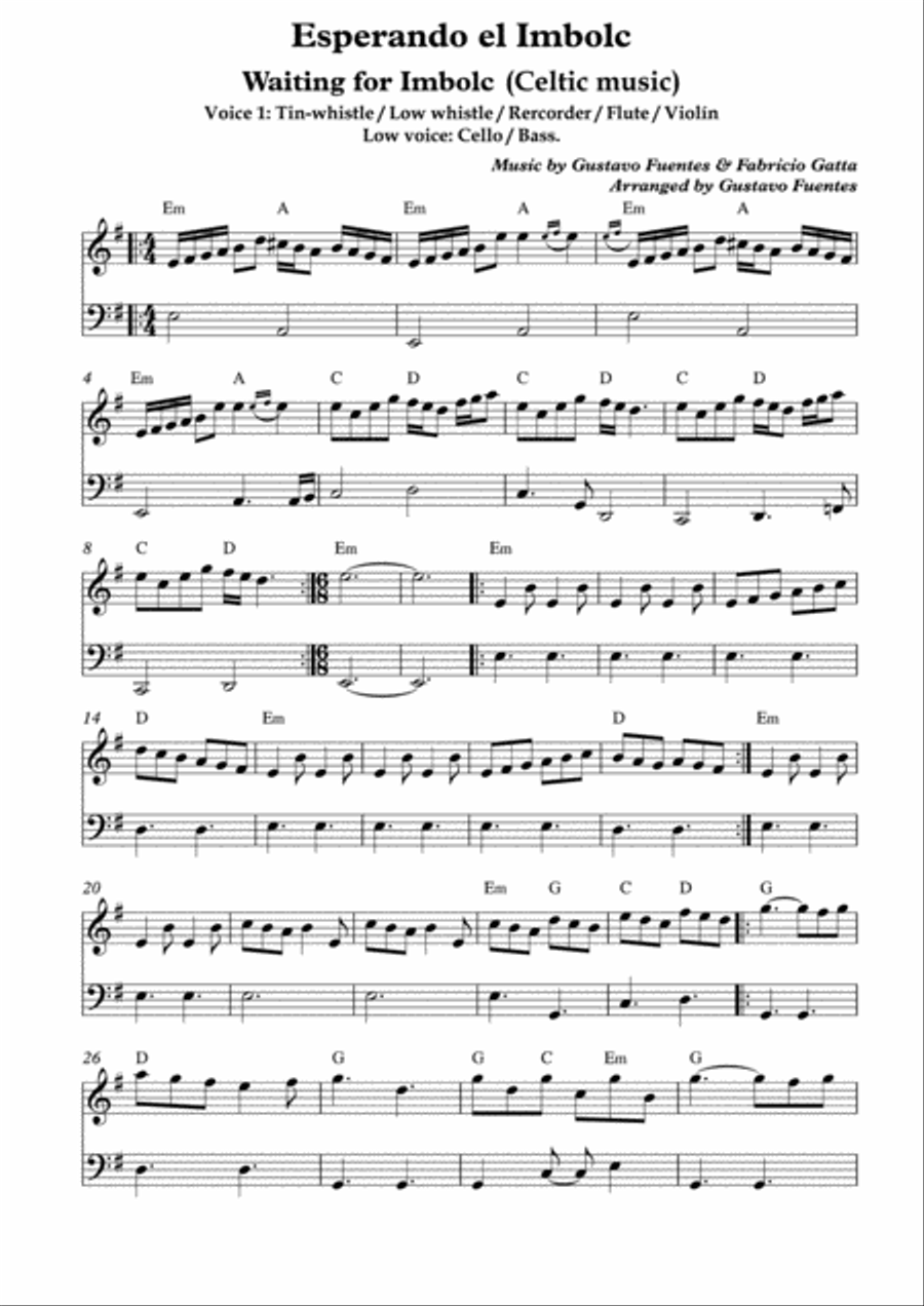 Esperando el Imbolc (Waiting for Imbolc), Celtic Song by Gustavo Fuentes Small Ensemble scores gallery preview page 2