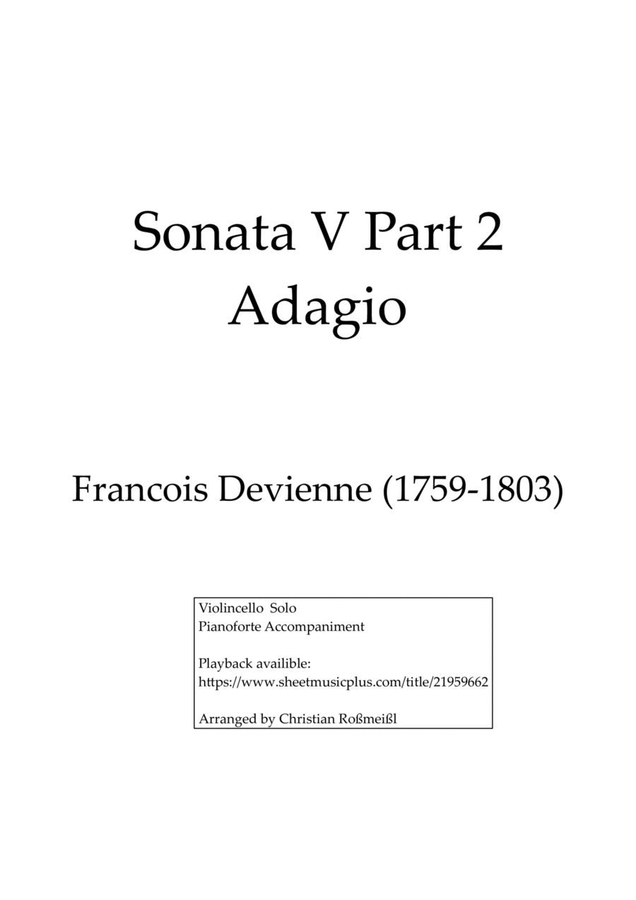 Devienne Sonata V Part 2 for Cello Piano - Digital Sheet Music
