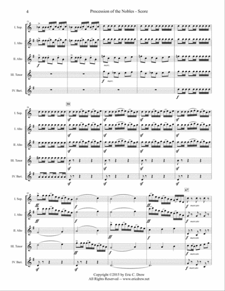 Procession of the Nobles (from the Opera Mlada, Act 2, Scene 3) Saxophone Quartet scores gallery preview page 6