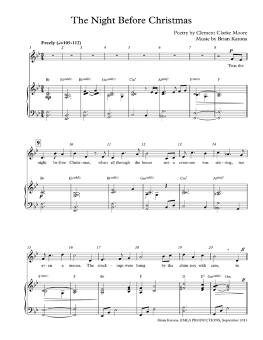 Twas The Night Before Christmas Voice Solo scores gallery preview page 1