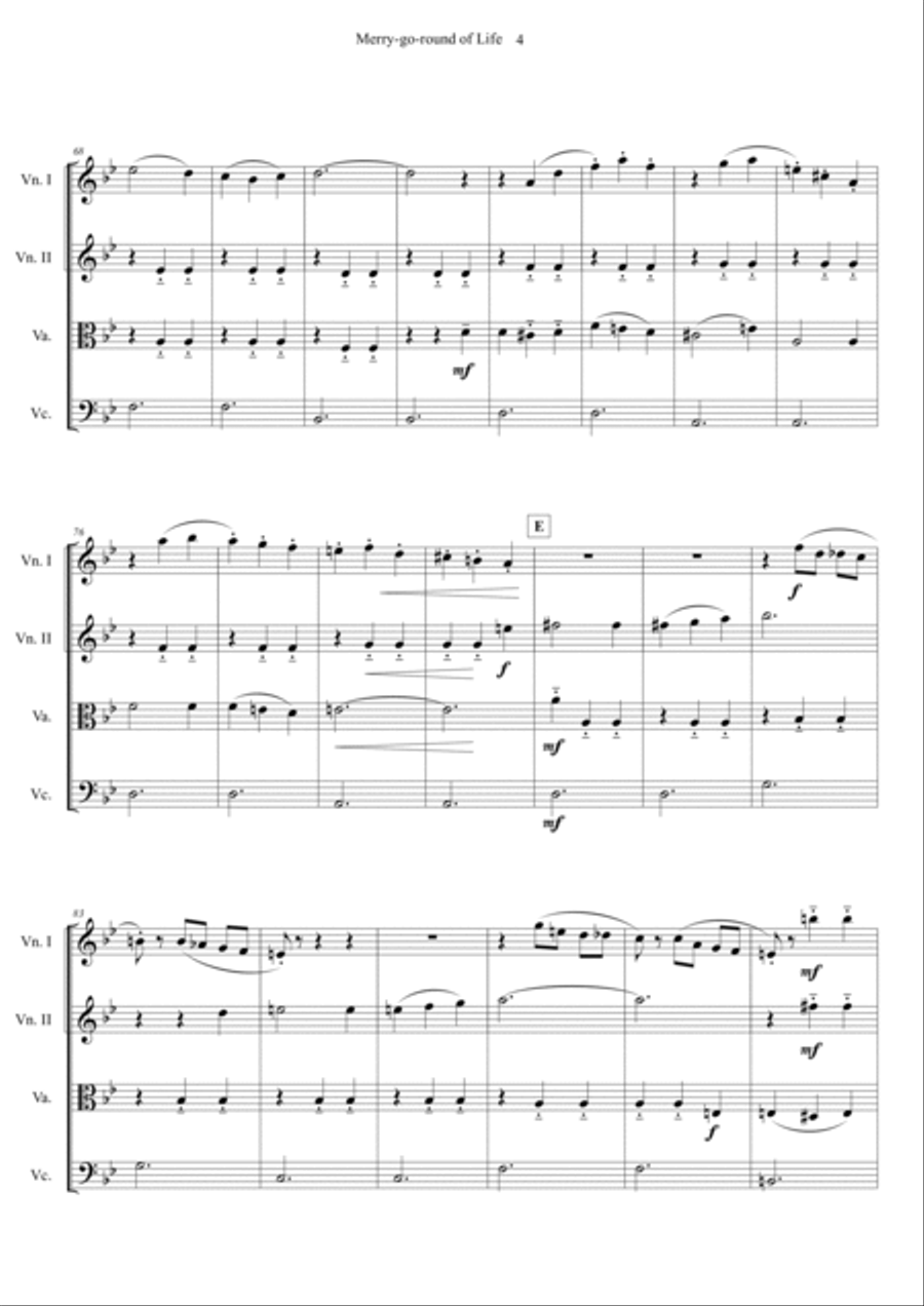 Merry-go-round Of Life String Quartet scores gallery preview page 4