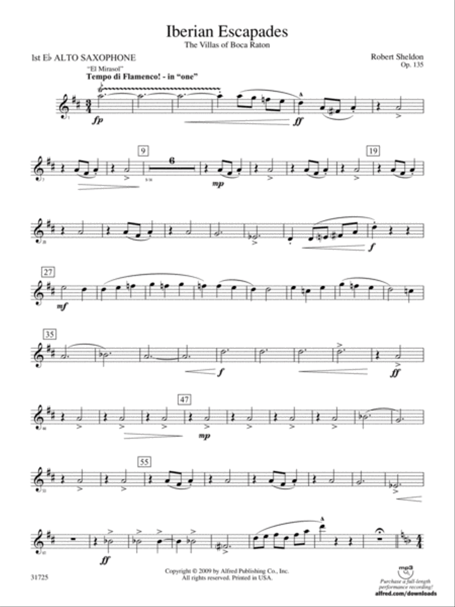 Iberian Escapades: E-flat Alto Saxophone Concert Band scores gallery preview page 1