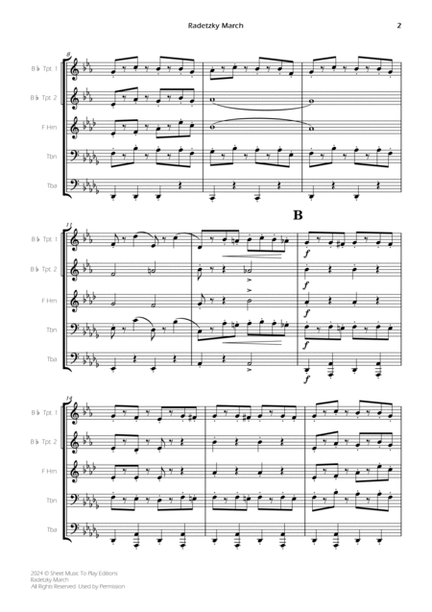 Radetzky March - Brass Quintet (Full Score) - Score Only image number null
