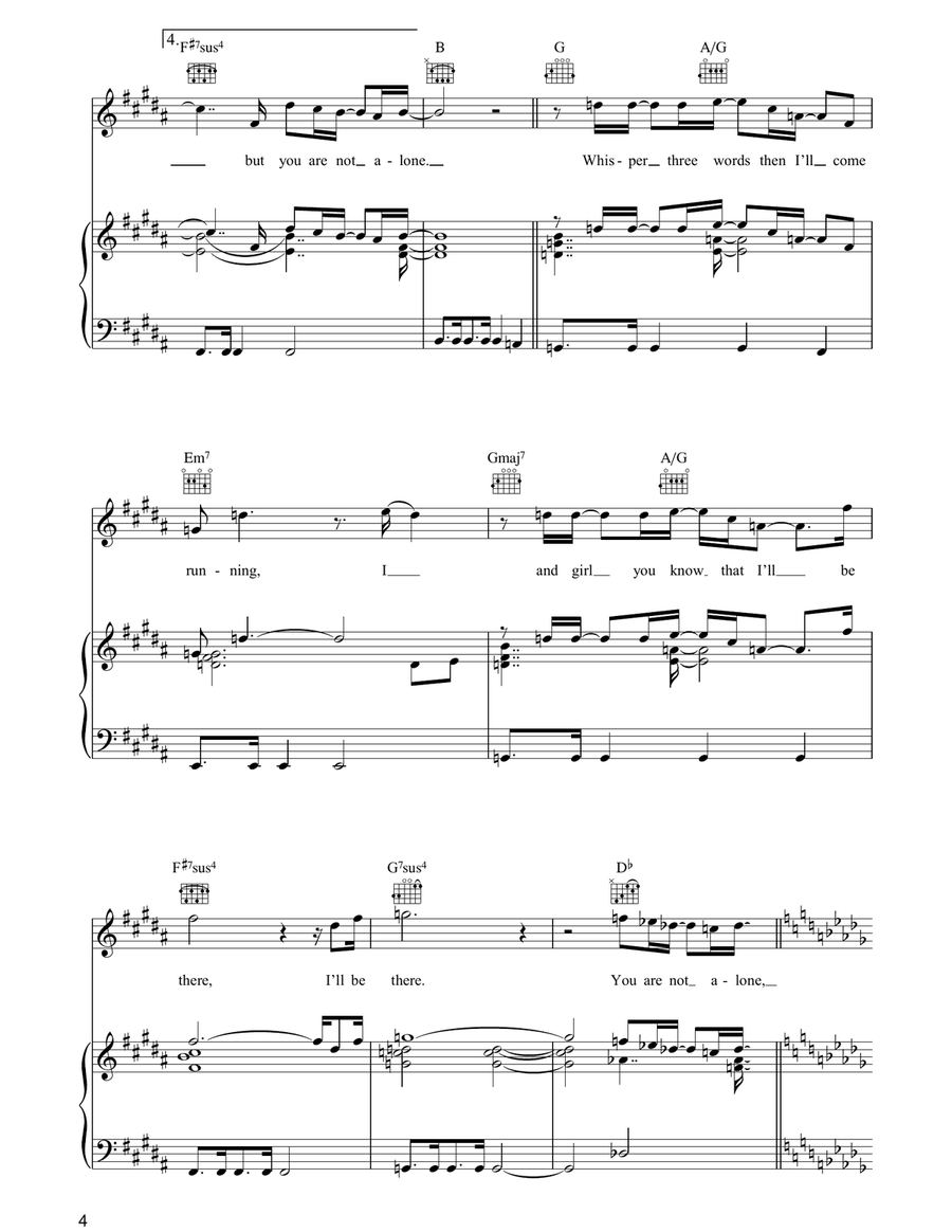 You Are Not Alone Piano, Vocal, Guitar scores gallery preview page 4