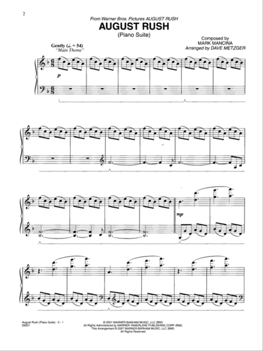 August Rush (Piano Suite) (from August Rush) Small Ensemble scores gallery preview page 2