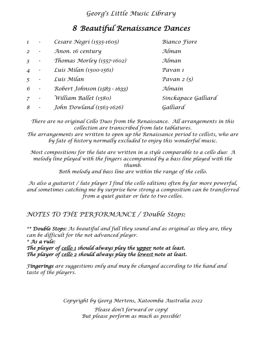 8 Beautiful Renaissance Dances for 2 Cellos String Duet scores gallery preview page 2