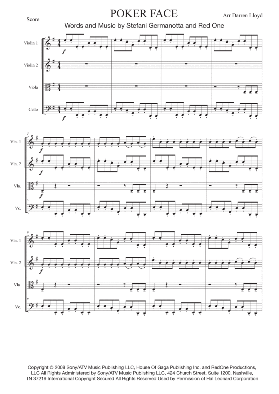 Poker Face String Trio scores gallery preview page 1