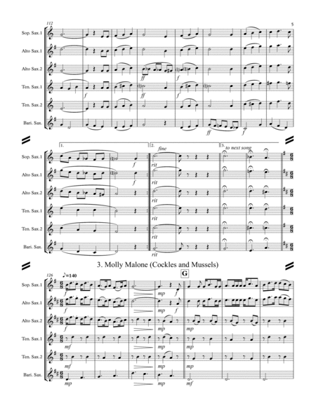 Irish Folksong Suite (for Saxophone Quintet SATTB or AATTB) image number null