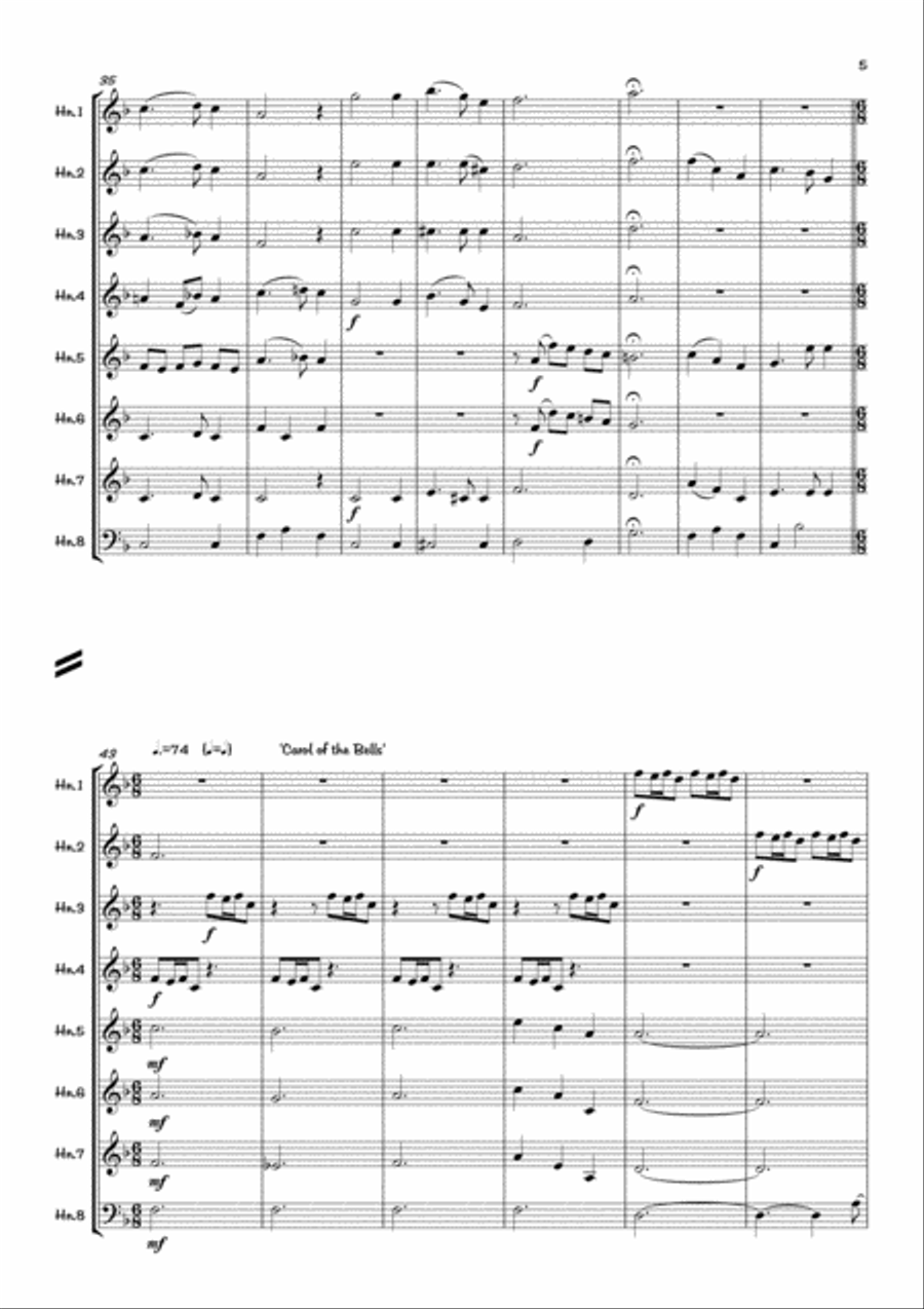 The Christmas Horn Spirit // French Horn Octet Brass Ensemble scores gallery preview page 5