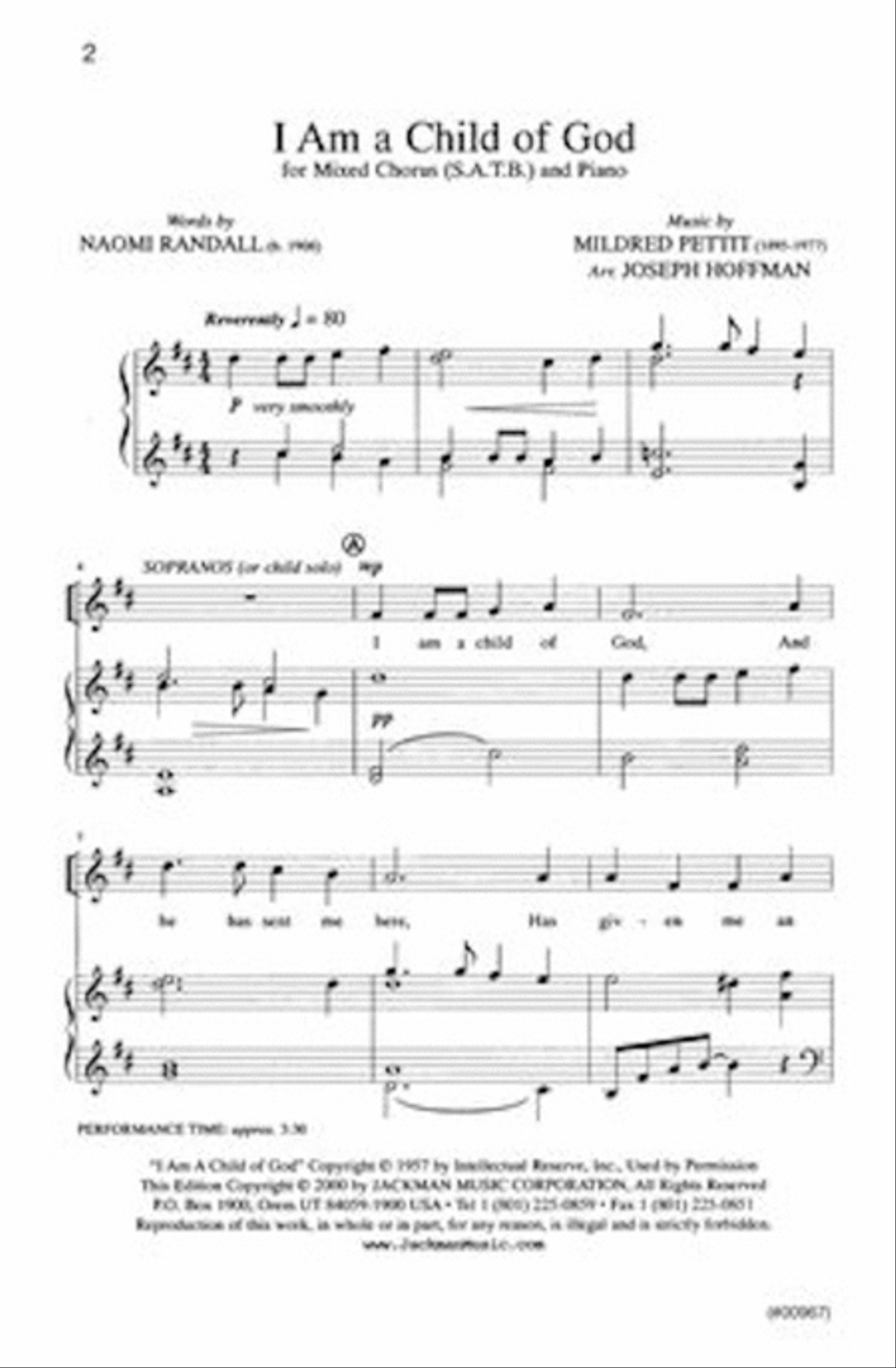I Am a Child of God - SATB - Hoffman 4-Part scores gallery preview page 2